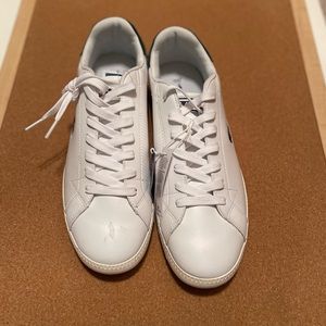 Lacoste Men’s Graduate Lace Up Flat Sneakers white dark green suede Size 9.5